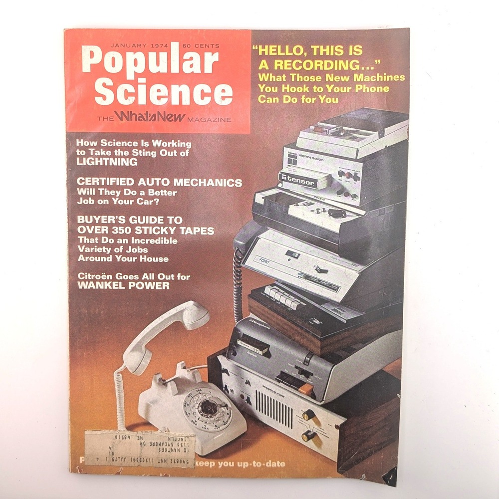 Popular Science Magazine January 1974 Answering Machines Citroen Wankel Viceroy